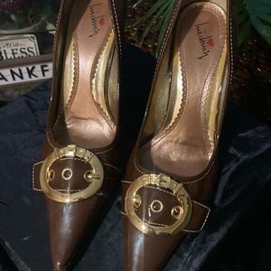 Brown patten leather